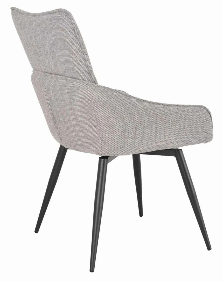Bronx Grey Concrete Effect 4 Seater Round Dining Set with Spider Legs - 4 Ace Grey Fabric Swivel Dining Chair-7