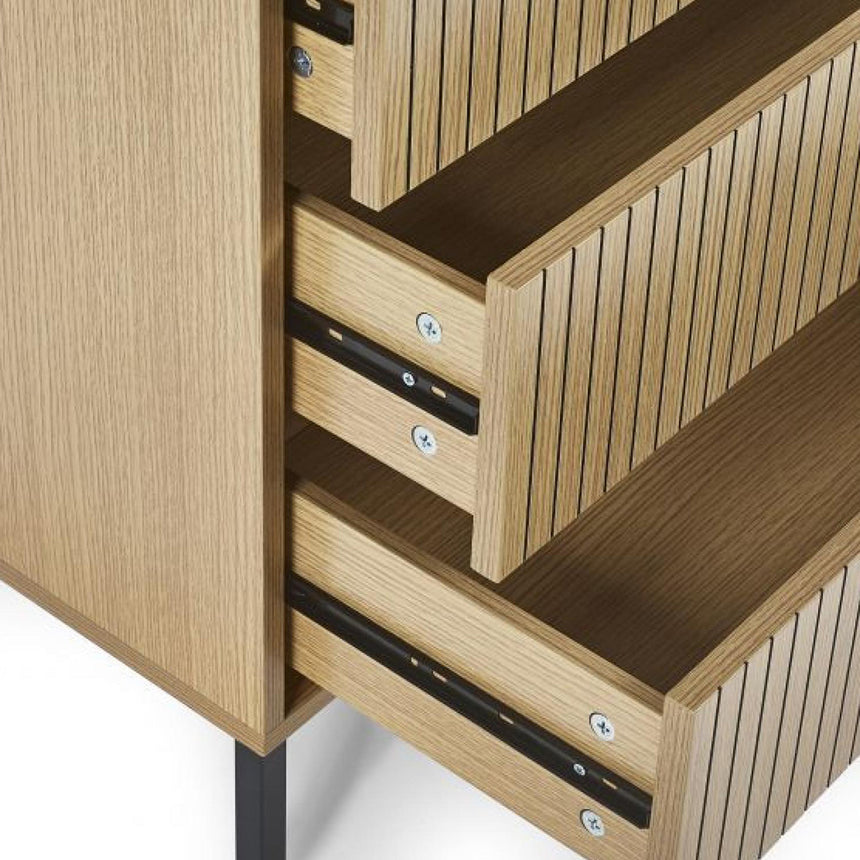 Hawaii Oak Ribbed 5 Drawer Chest
