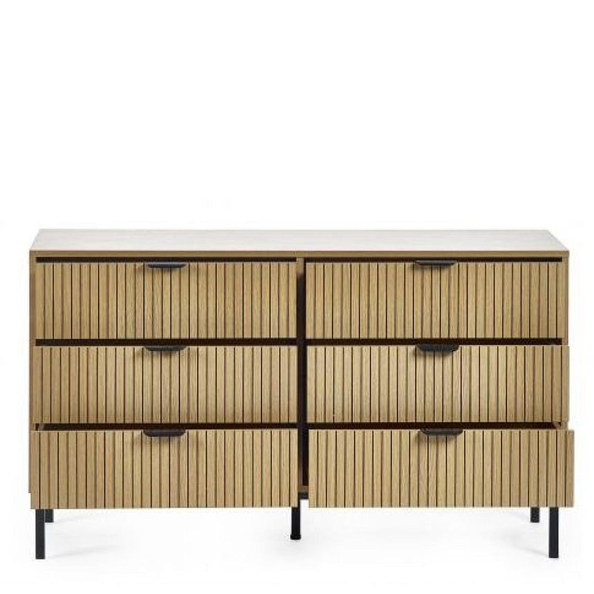 Hawaii Oak Ribbed 6 Drawer Wide Chest