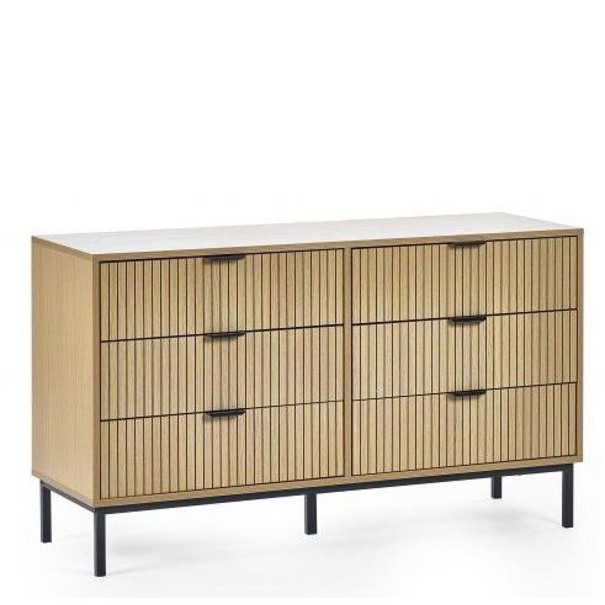 Hawaii Oak Ribbed 6 Drawer Wide Chest