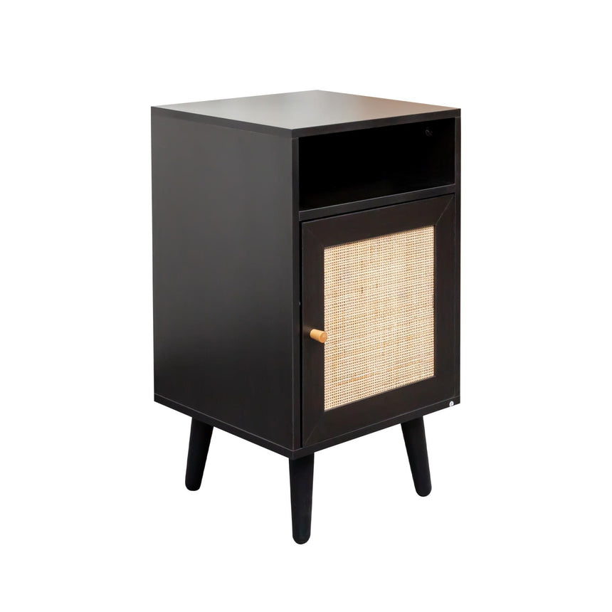 Ferrero Natural and Woven Rattan 1 Door Bedside Table
