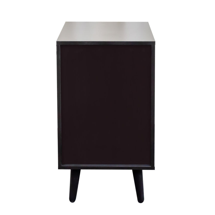Ferrero Black and Woven Rattan 1 Door Bedside Table-9