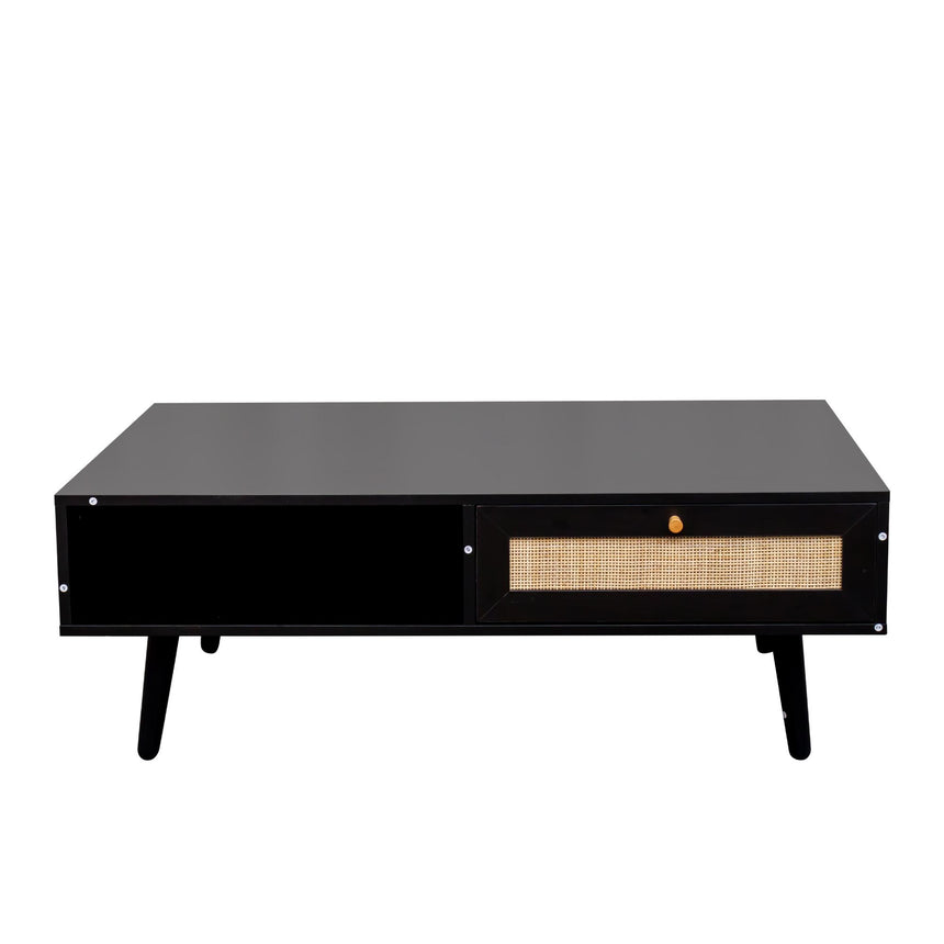 Ferrero Black and Woven Rattan 1 Drawer Coffee Table-4