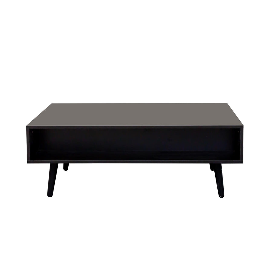 Ferrero Black and Woven Rattan 1 Drawer Coffee Table-9