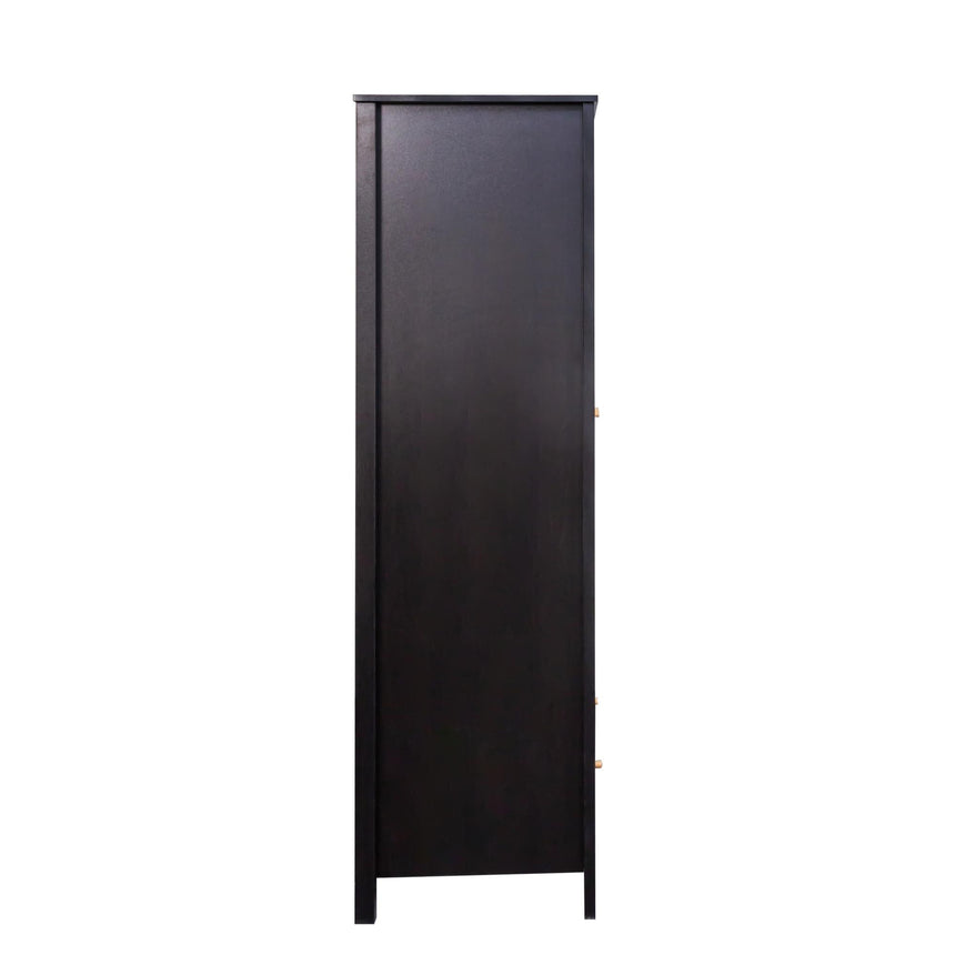 Ferrero Black and Woven Rattan 2 Door 1 Drawer Wardrobe-8