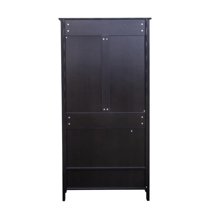 Ferrero Black and Woven Rattan 2 Door 1 Drawer Wardrobe-9