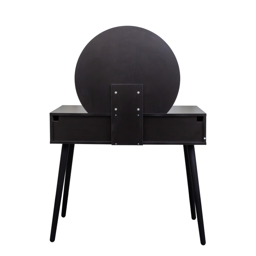 Ferrero Black and Woven Rattan 2 Drawer Dressing Table with Mirror-9