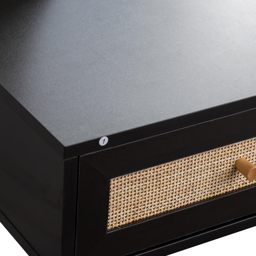 Ferrero Black and Woven Rattan 2 Drawer Dressing Table with Mirror-10