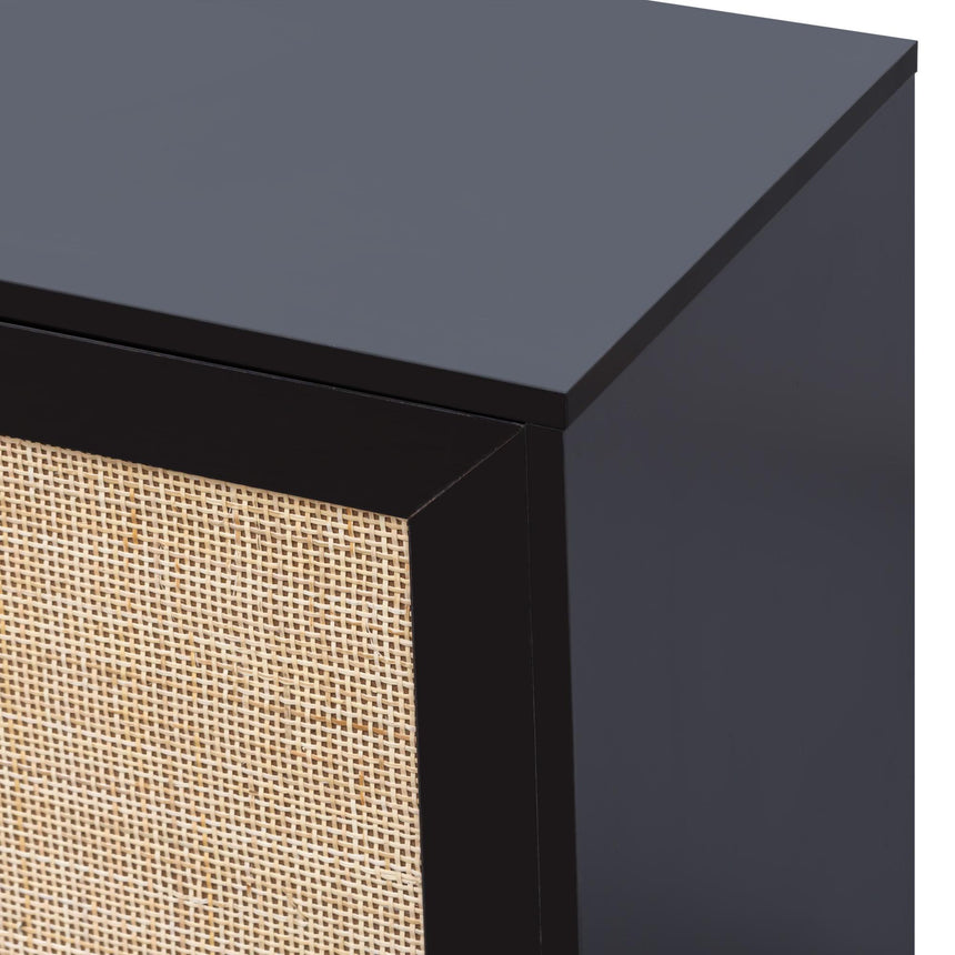 Ferrero Black and Woven Rattan 3 Door Medium Sideboard - 120cm-10