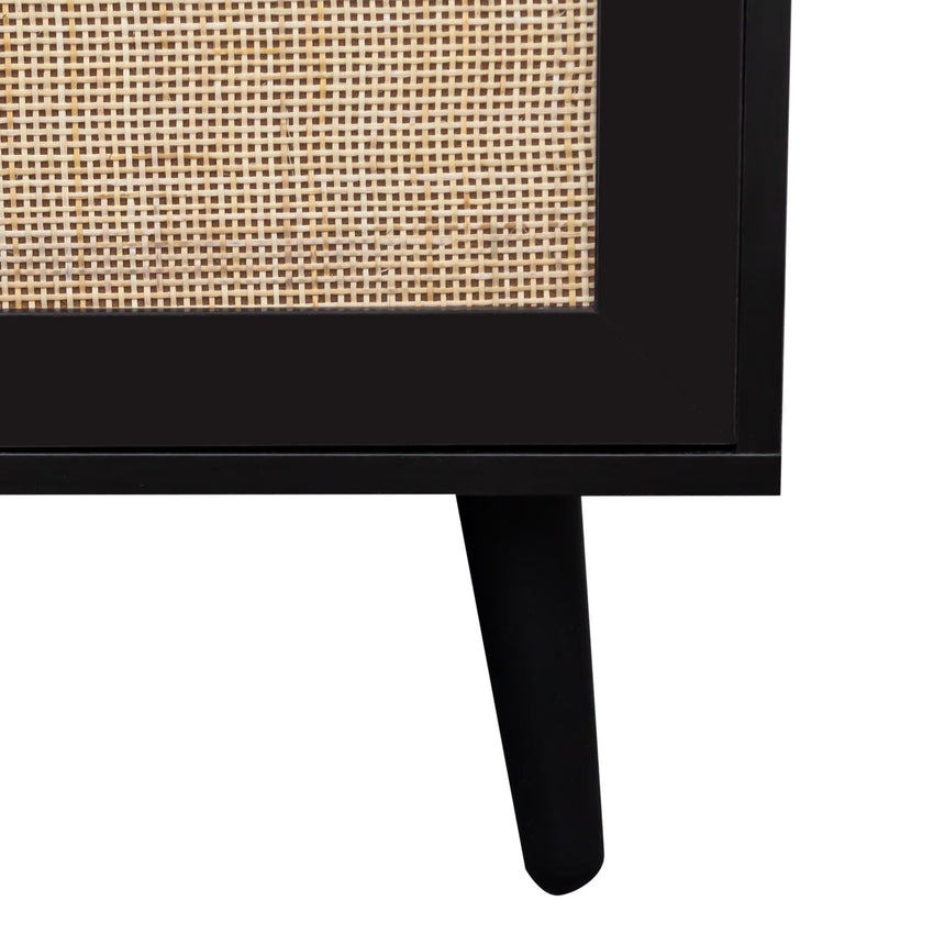 Ferrero Black and Woven Rattan 3 Door Medium Sideboard - 120cm-11
