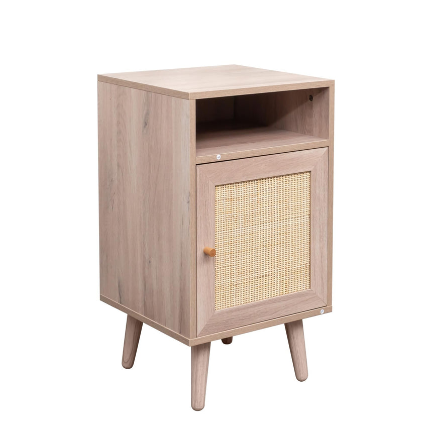 Ferrero Natural and Woven Rattan 1 Door Bedside Table