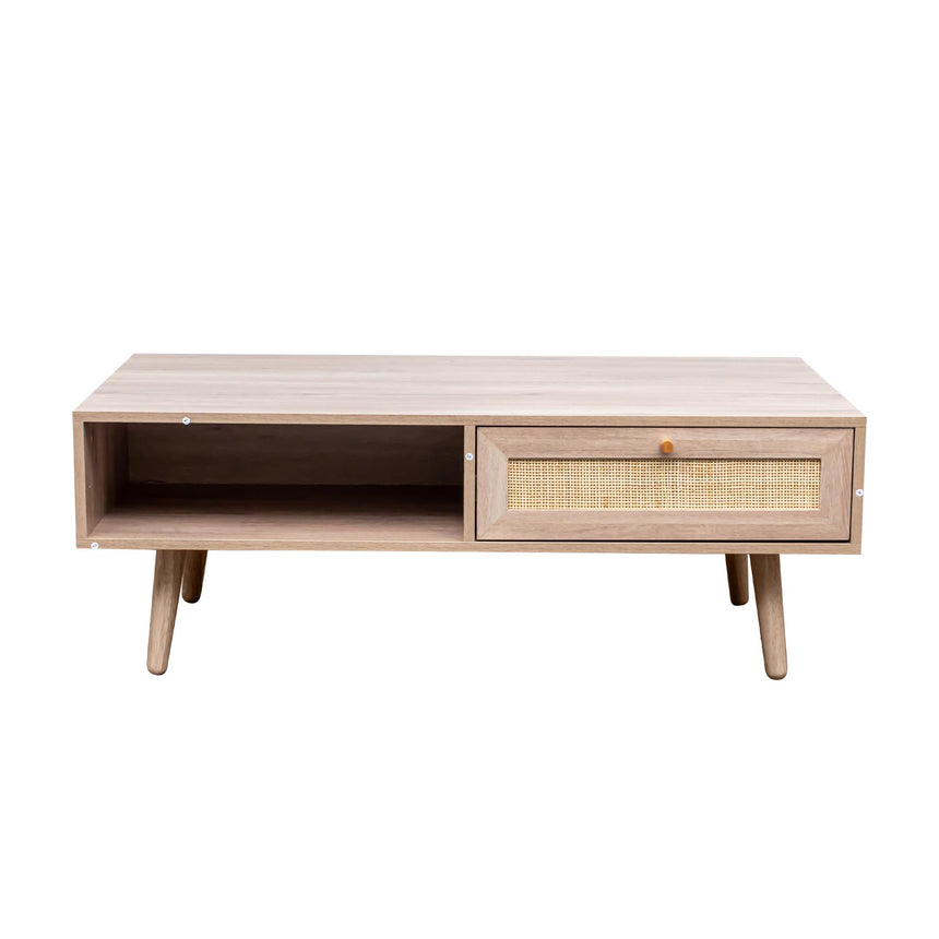 Ferrero Natural and Woven Rattan 1 Drawer Coffee Table-4
