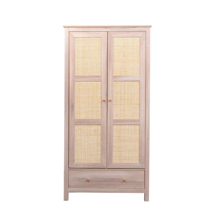 Ferrero Natural and Woven Rattan 2 Door 1 Drawer Wardrobe-4