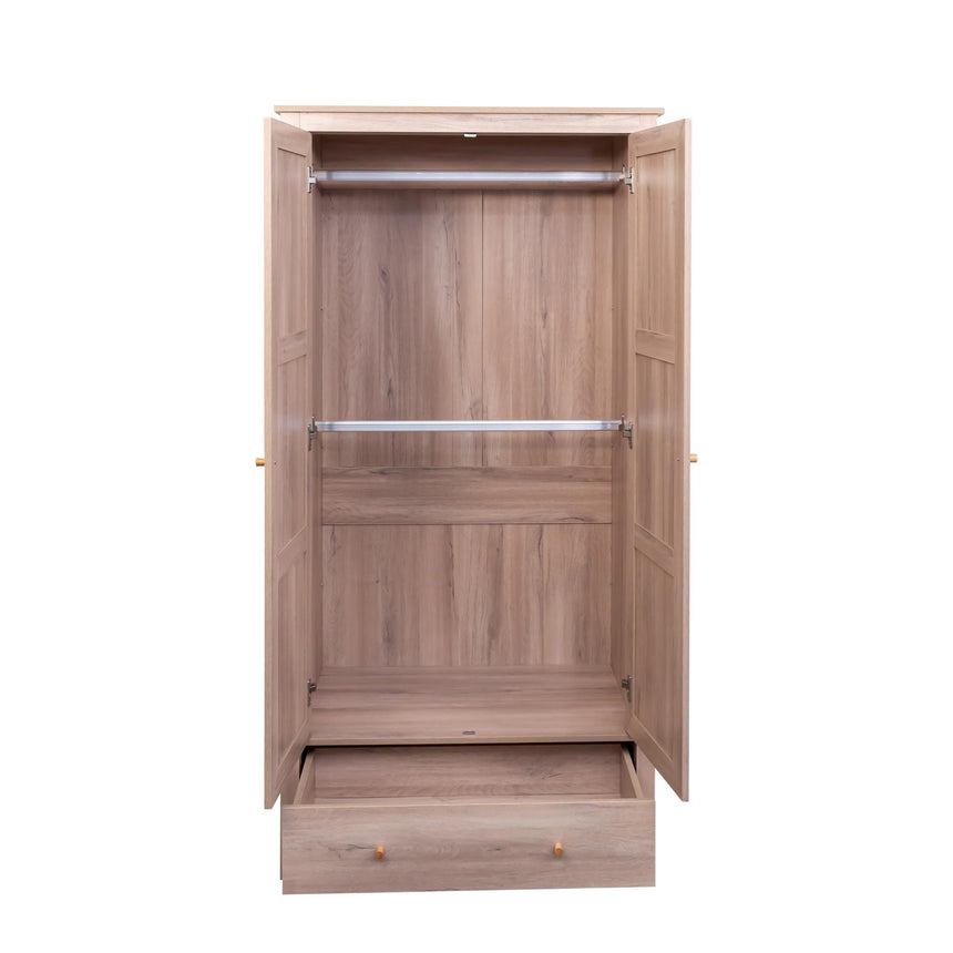 Ferrero Natural and Woven Rattan 2 Door 1 Drawer Wardrobe-5