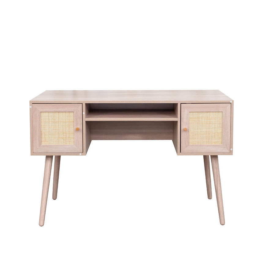 Ferrero Natural and Woven Rattan 2 Drawer Desk-3