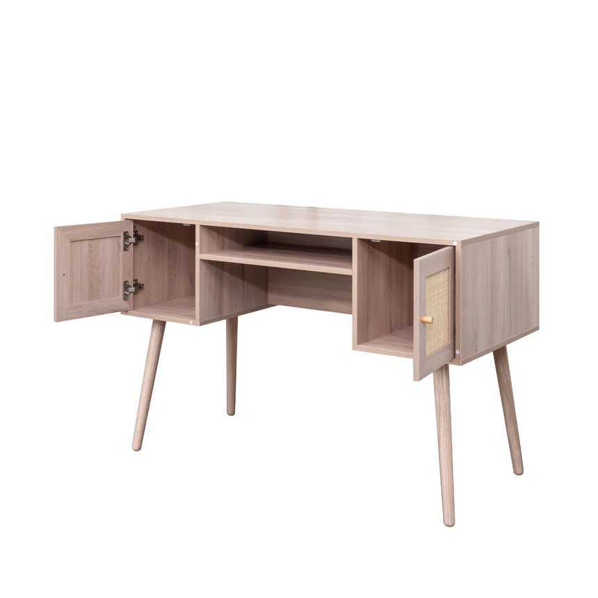 Ferrero Natural and Woven Rattan 2 Drawer Desk-6