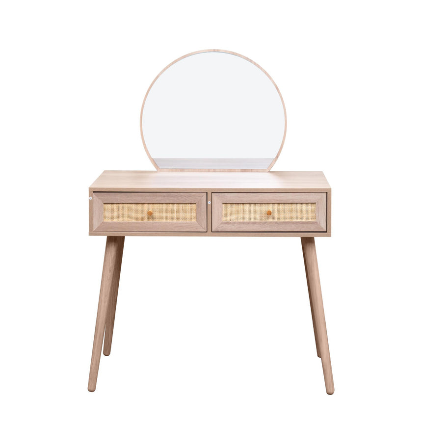 Ferrero Natural and Woven Rattan 2 Drawer Dressing Table with Mirror-3