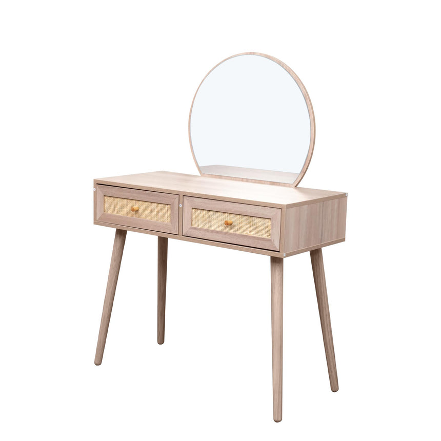 Ferrero Natural and Woven Rattan 2 Drawer Dressing Table with Mirror-4