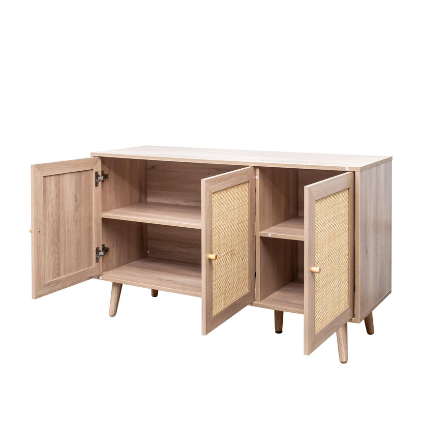 Ferrero Natural and Woven Rattan 3 Door Medium Sideboard - 120cm-7