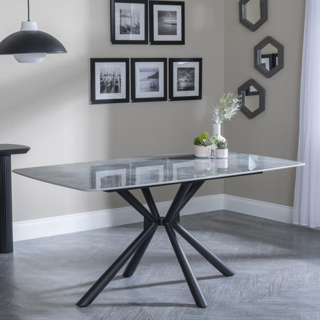 Ripon Grey Ceramic Dining Set - Darwin Green Fabric Dining Chair-2