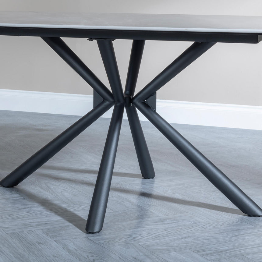 Ripon Grey Ceramic Dining Set - Darwin Green Fabric Dining Chair-4