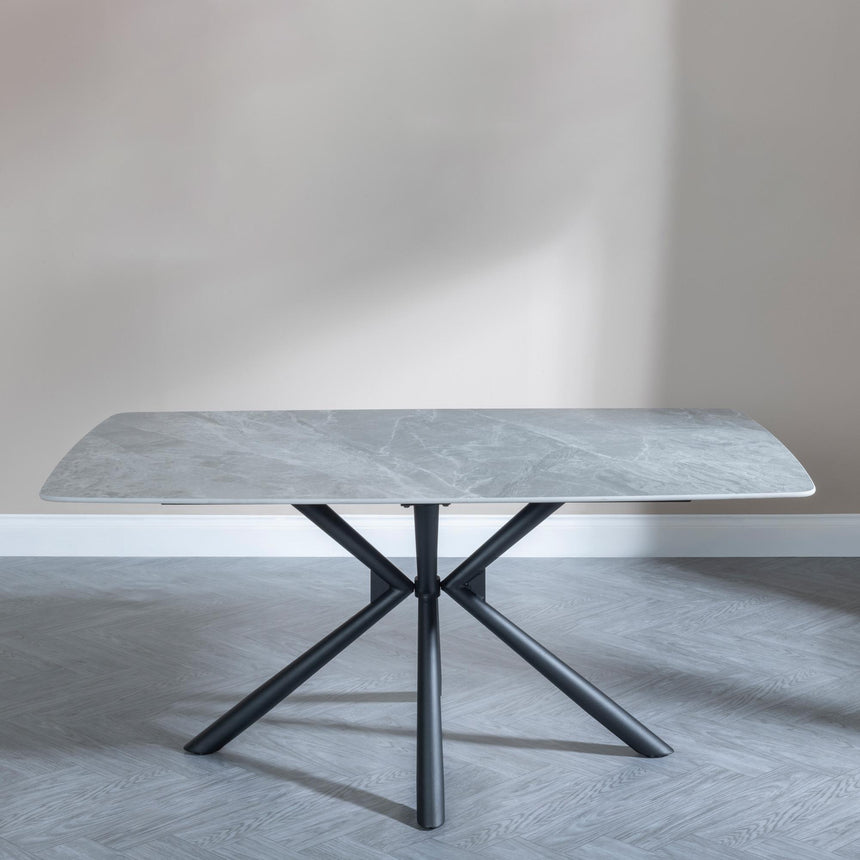 Ripon Grey Ceramic Dining Set - Darwin Grey Fabric Dining Chair-8