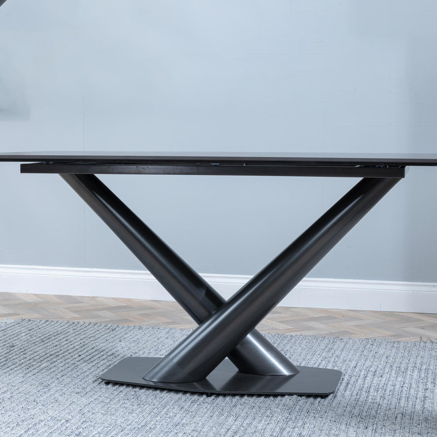 Maldon Black Ceramic Dining Set - Corona Light Grey Fabric Dining Chair-10