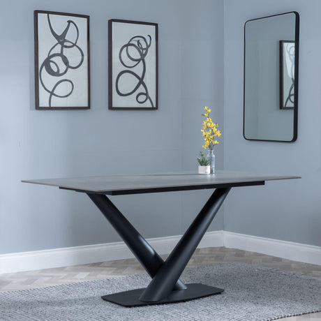 Maldon Grey Ceramic Dining Set - Corona Yellow Fabric Dining Chair-2