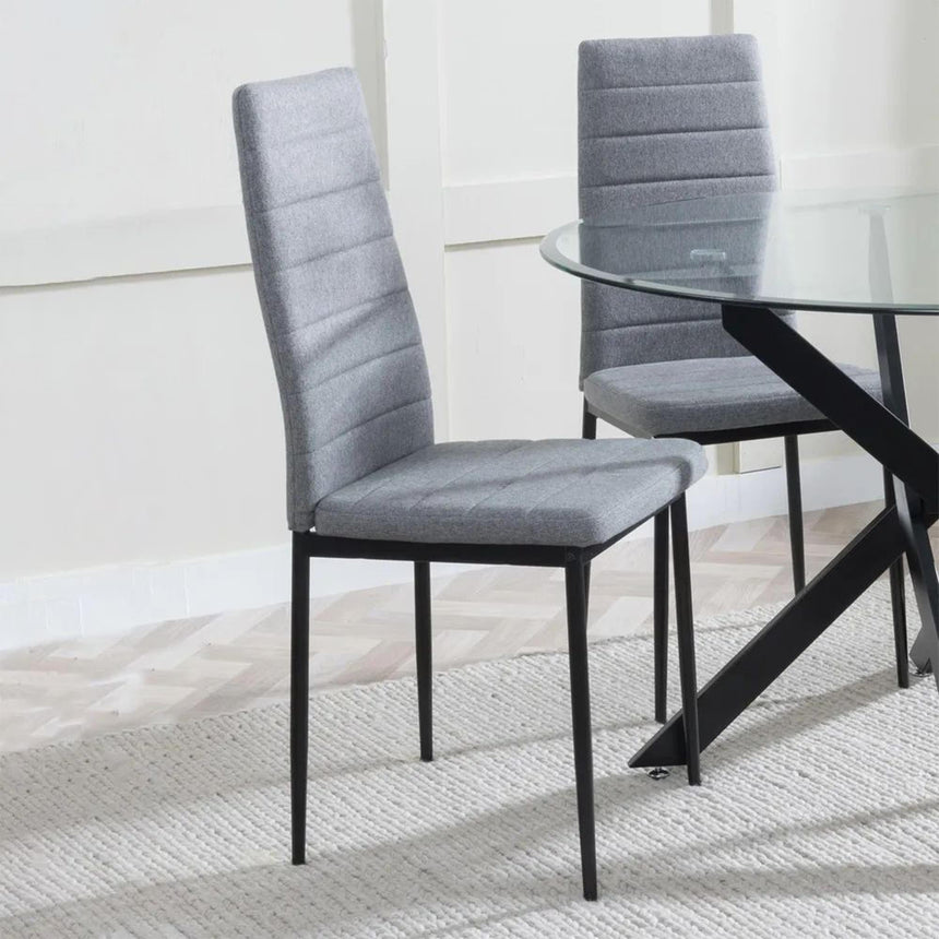 Maldon Grey Ceramic Dining Set - Lido Dark Grey Fabric Dining Chair with Black Legs-8