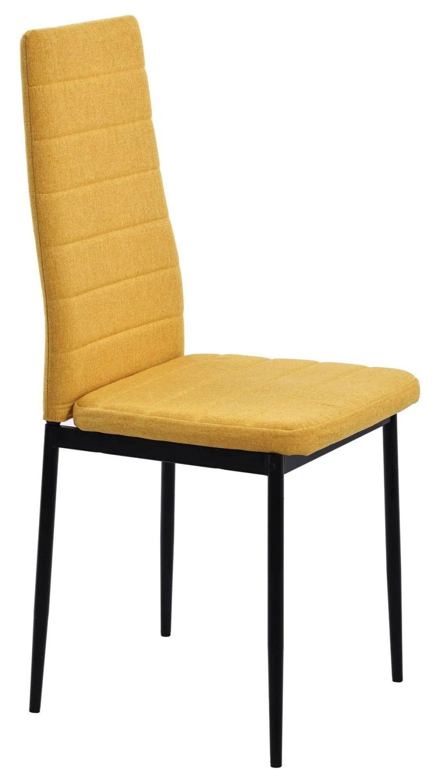 Maldon Grey Ceramic Dining Set - Lido Yellow Fabric Dining Chair with Black Legs-11