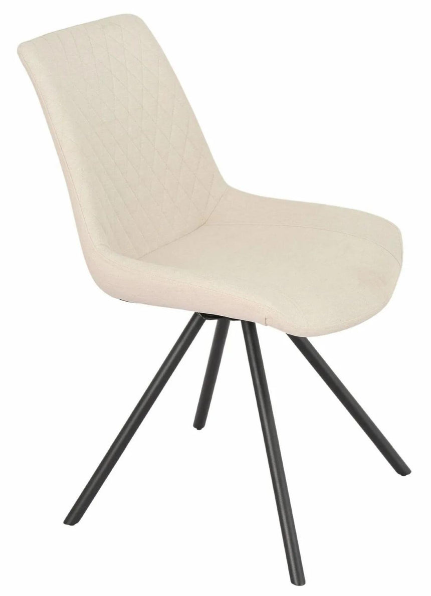 Novara White Ceramic 4 Seater Round Dining Set - 4 Boden Cream Fabric Swivel Dining Chair-8