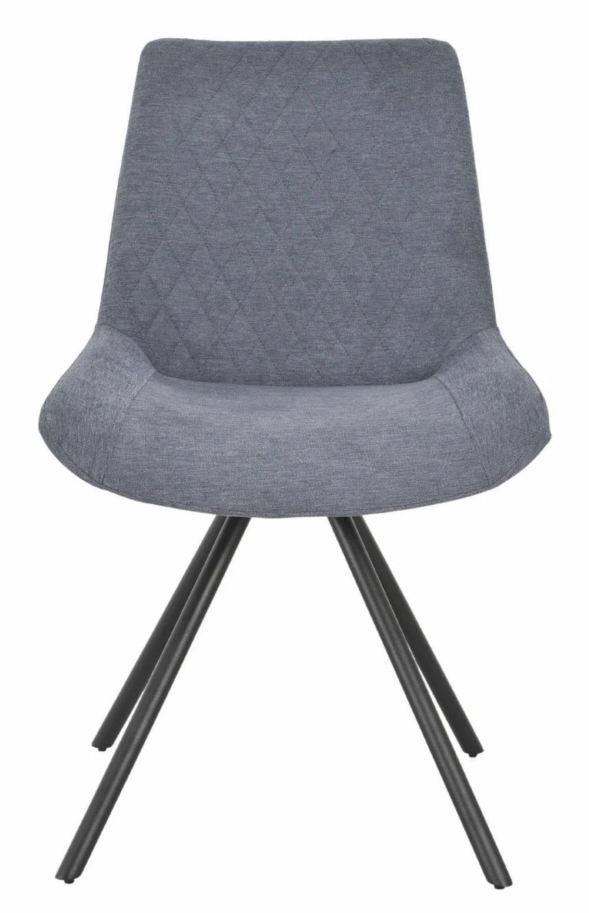 Novara White Ceramic 4 Seater Round Dining Set - 4 Boden Dark Grey Fabric Swivel Dining Chair-10
