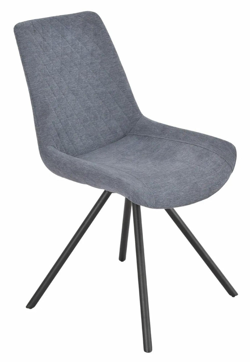 Novara White Ceramic 4 Seater Round Dining Set - 4 Boden Dark Grey Fabric Swivel Dining Chair-11