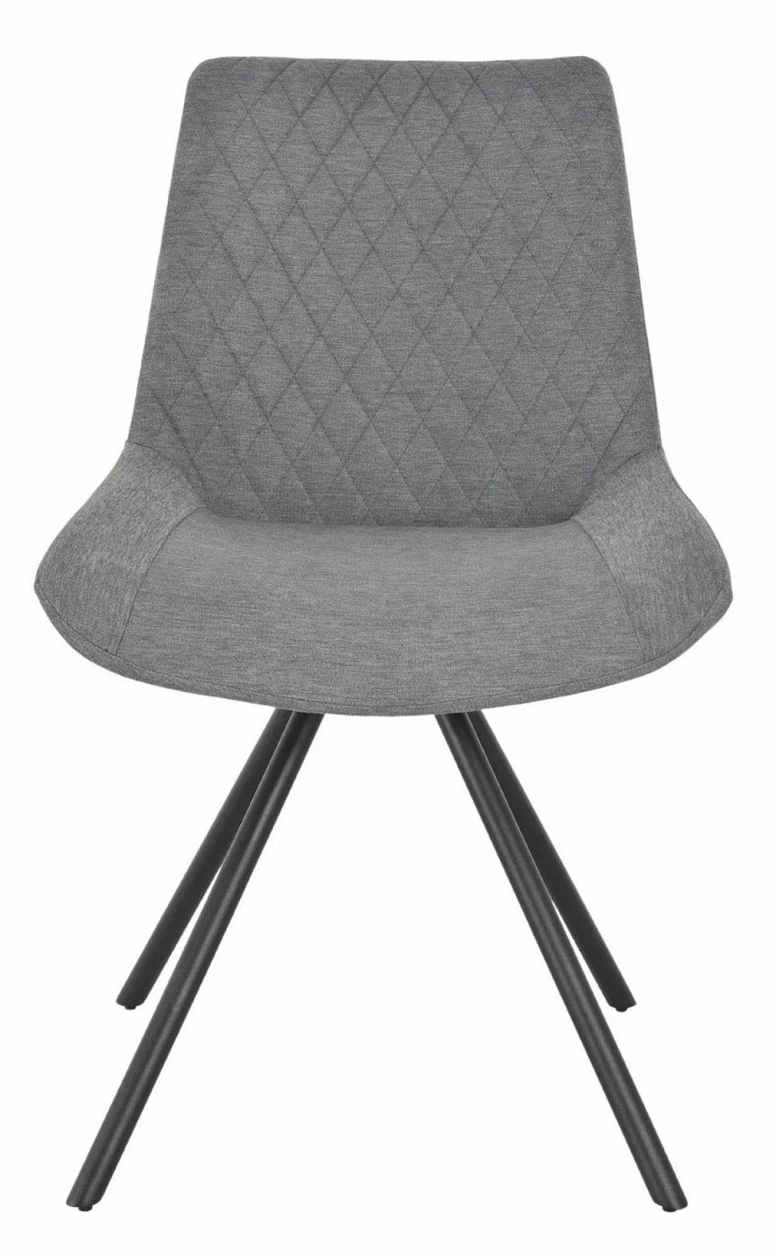 Novara White Ceramic 4 Seater Round Dining Set - 4 Boden Grey Fabric Swivel Dining Chair-11