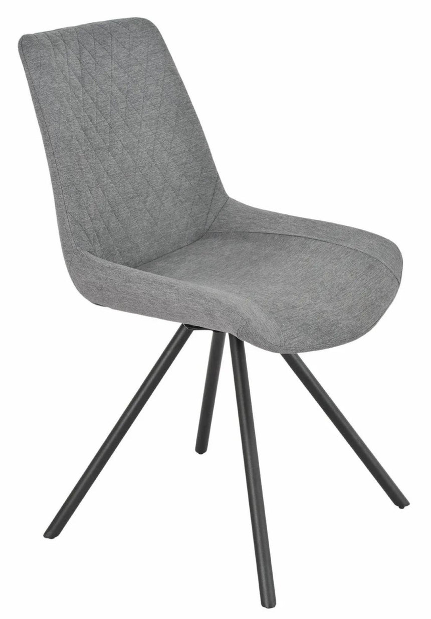 Novara White Ceramic 4 Seater Round Dining Set - 4 Boden Grey Fabric Swivel Dining Chair-12