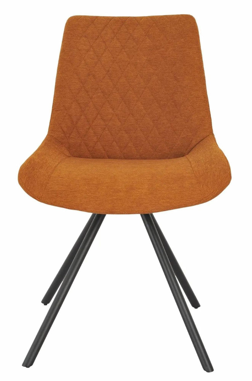 Novara White Ceramic 4 Seater Round Dining Set - 4 Boden Orange Fabric Swivel Dining Chair-8