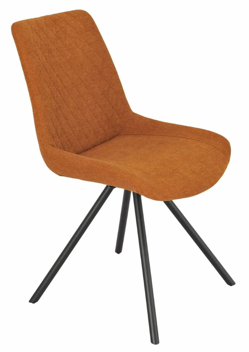 Novara White Ceramic 4 Seater Round Dining Set - 4 Boden Orange Fabric Swivel Dining Chair-9