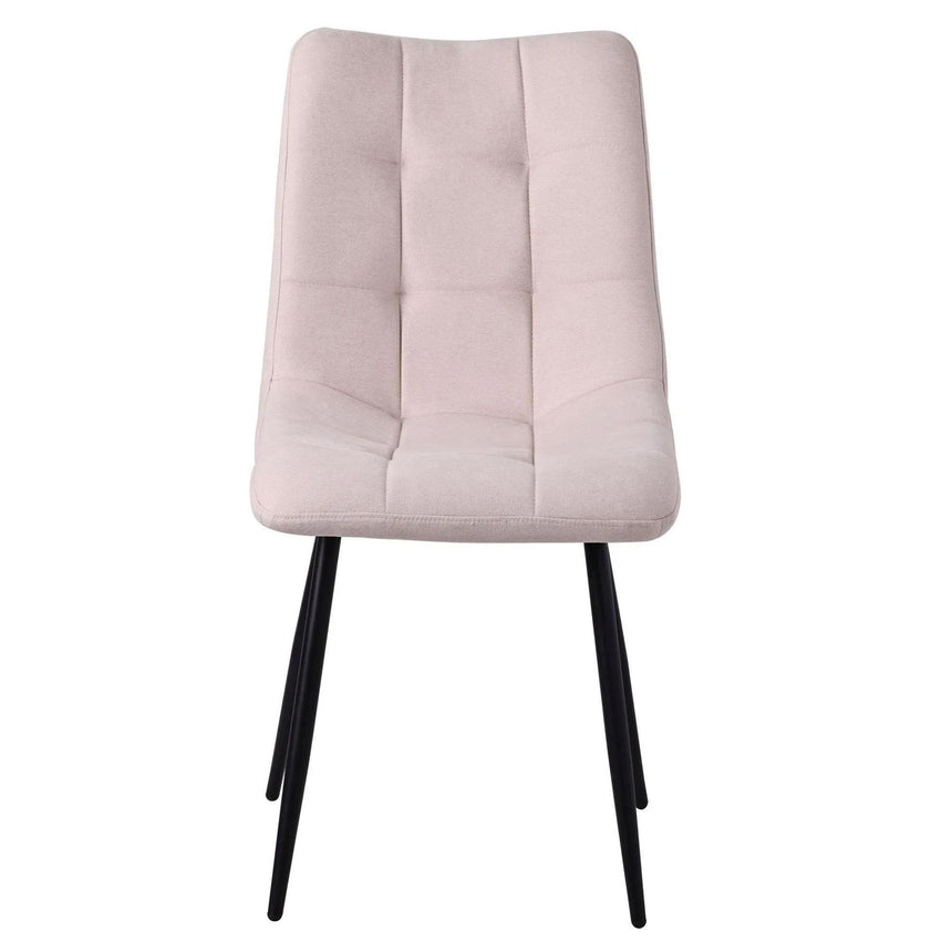 Carrara White Ceramic 4 Seater Round Extending Dining Set - 4 Corona Beige Fabric Dining Chair-9