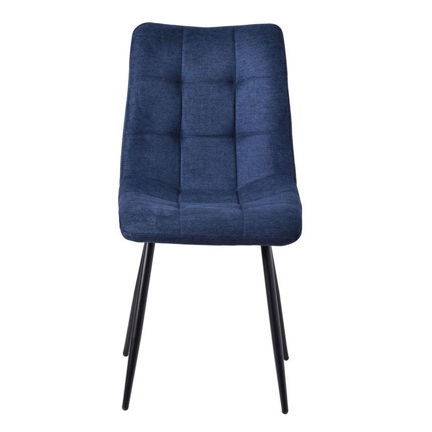 Carrara White Ceramic 4 Seater Round Extending Dining Set - 4 Corona Blue Fabric Dining Chair-11