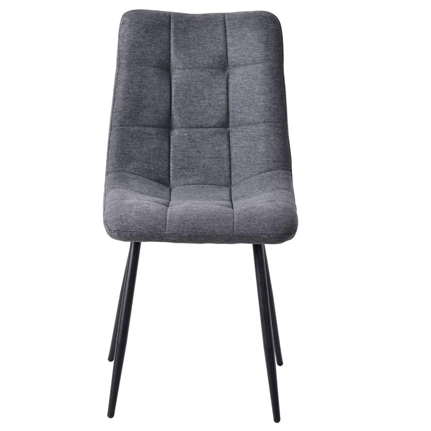 Carrara White Ceramic 4 Seater Round Extending Dining Set - 4 Corona Light Grey Fabric Dining Chair-13