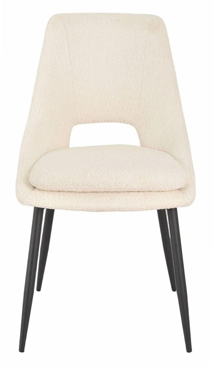 Carrara White Ceramic 4 Seater Round Extending Dining Set - 4 Peyton Cream Fabric Dining Chair-7