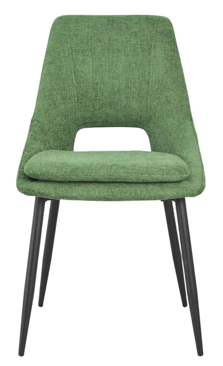 Carrara White Ceramic 4 Seater Round Extending Dining Set - 4 Peyton Green Fabric Dining Chair-10