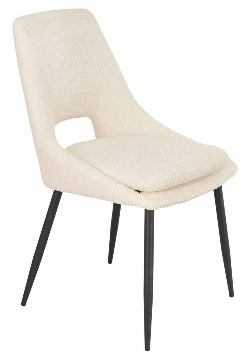 Alpha White Ceramic Extending Dining Set - Peyton Cream Fabric Dining Chair-7