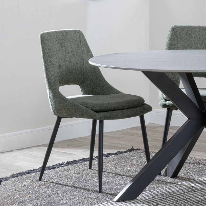 Alpha Black Ceramic Extending Dining Set - Peyton Green Fabric Dining Chair-8