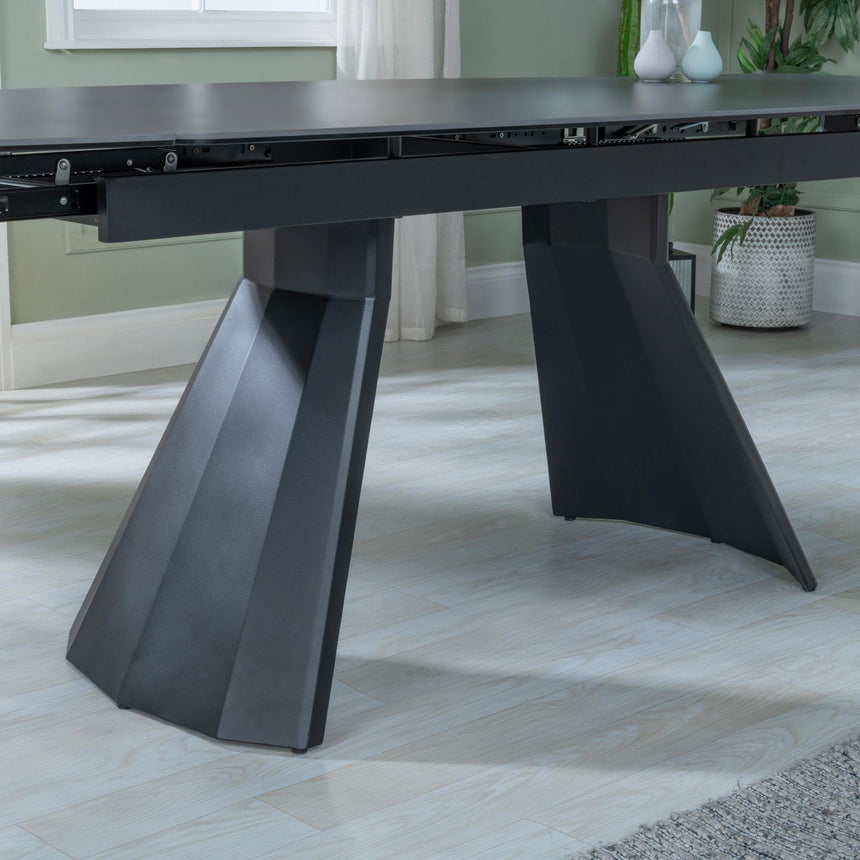 Kinston Black Ceramic Extending Dining Set - Diego Grey Leather Swivel Dining Chair-4