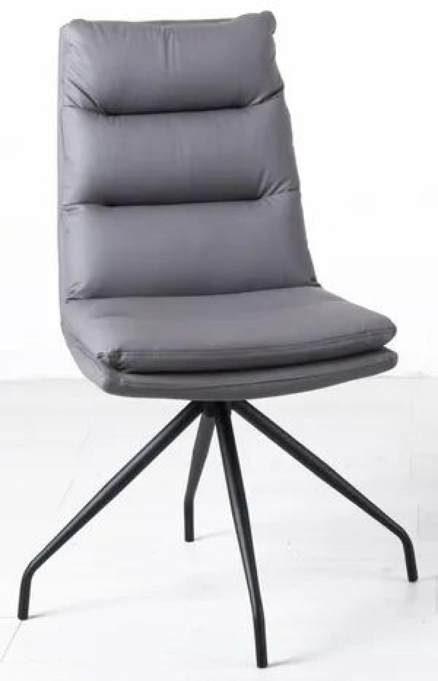 Kinston Black Ceramic Extending Dining Set - Diego Grey Leather Swivel Dining Chair-7