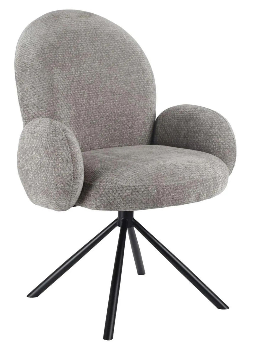 Apollo Grey Ceramic Extending Dining Set - Theo Dark Grey Fabric Swivel Dining Chair-8