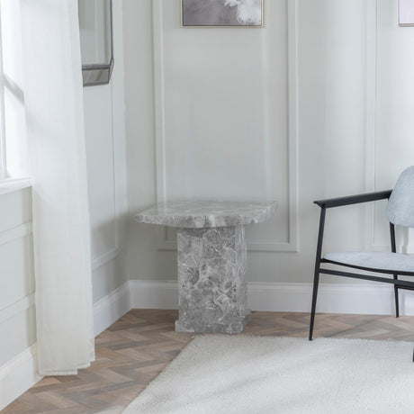 Turin Grey Marble Square Lamp Table-2