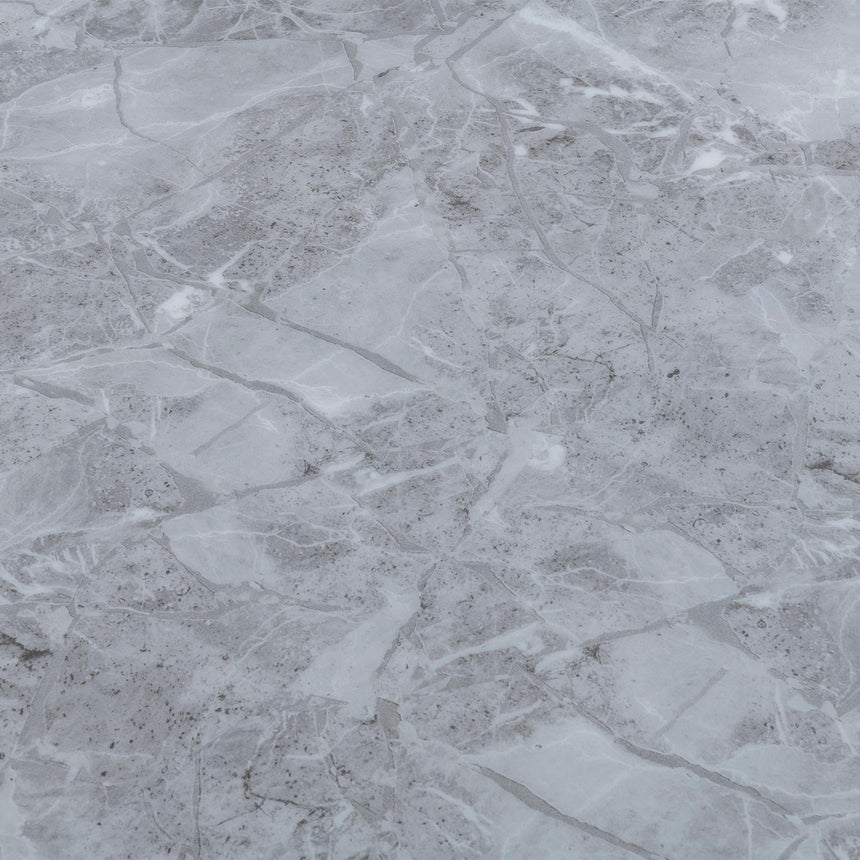 Turin Grey Marble Square Dining Set - Lion Knocker Back Black Velvet Fabric Dining Chair with Chrome Legs-5
