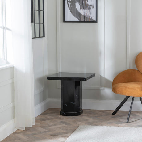 Naples Black Marble Square Side Table-2
